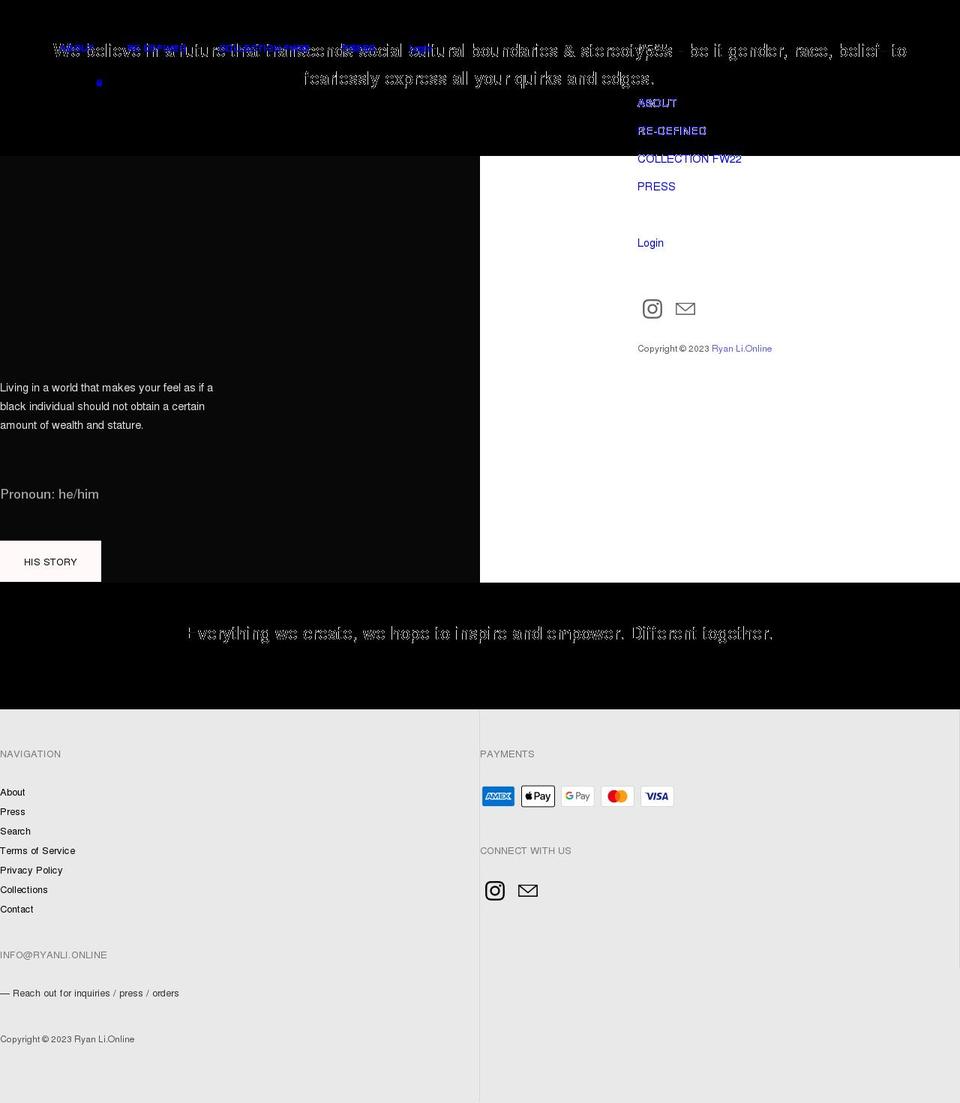 ryanli.online shopify website screenshot
