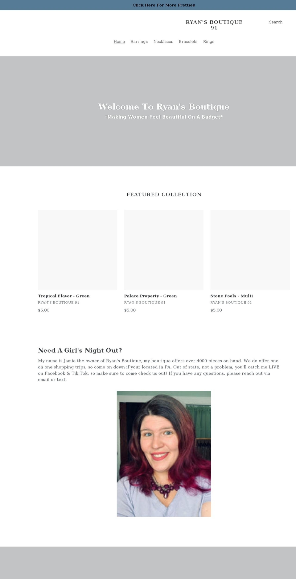 ryansboutique91.com shopify website screenshot