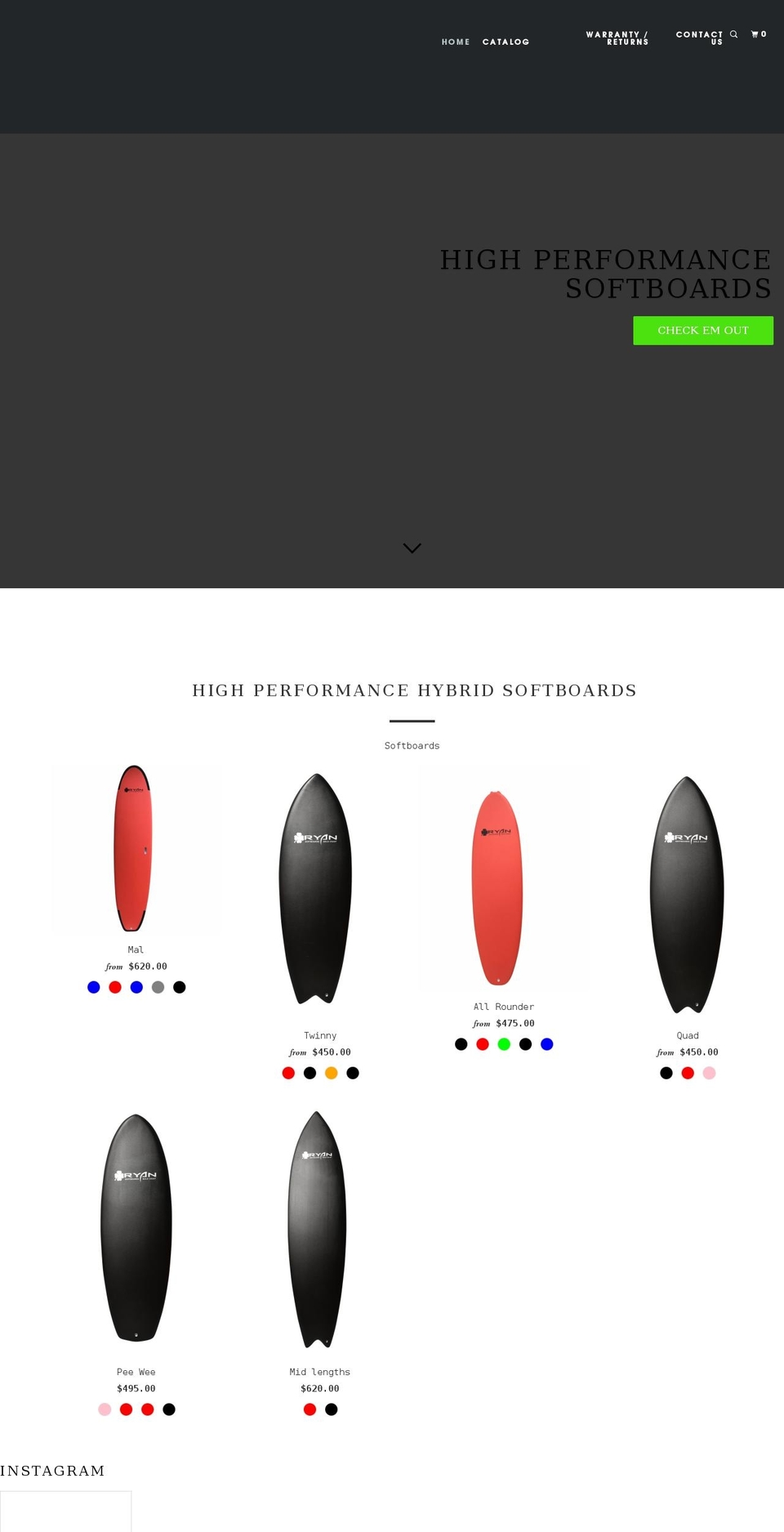 ryansoftboards.com shopify website screenshot