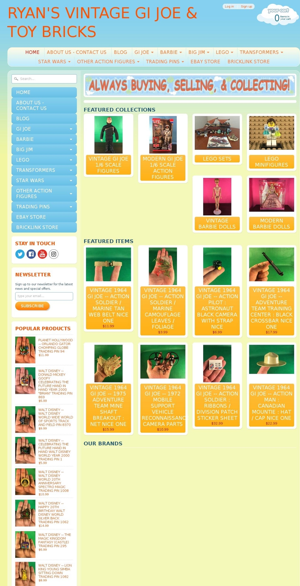ryansvintagegijoeandtoybricks.com shopify website screenshot