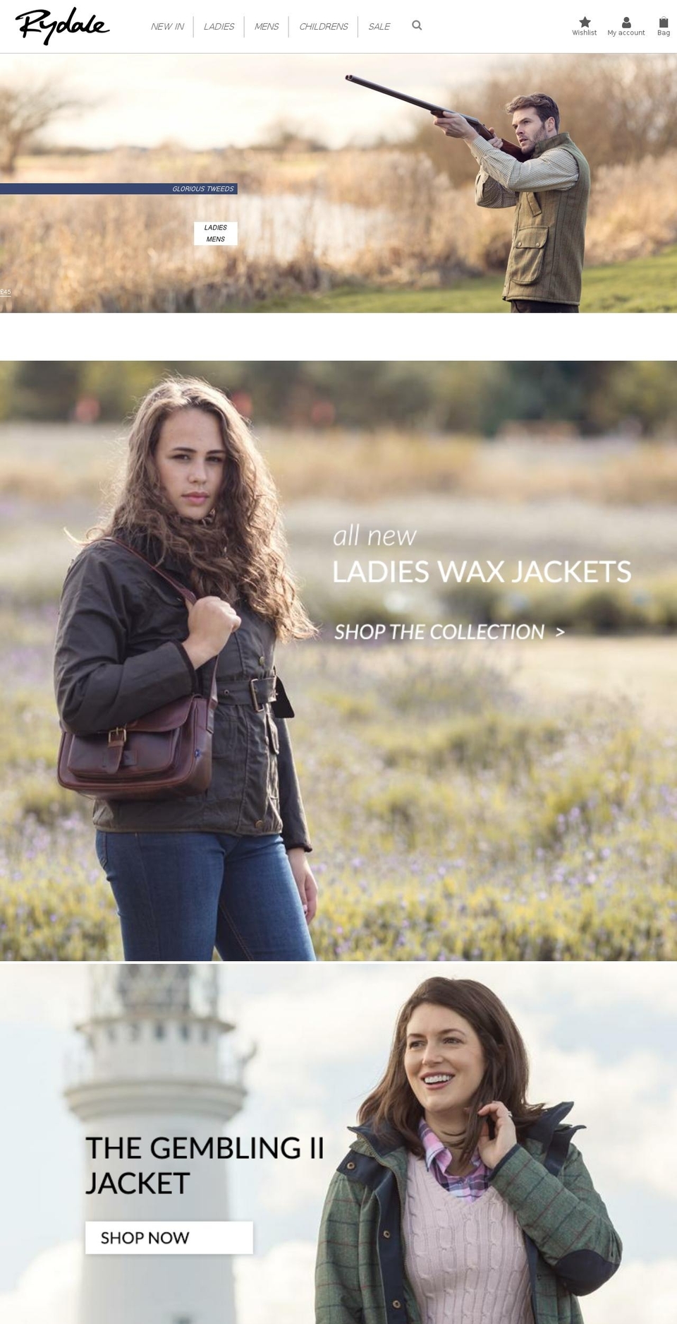 rydaleclothing.com — Shopify storefront screenshot