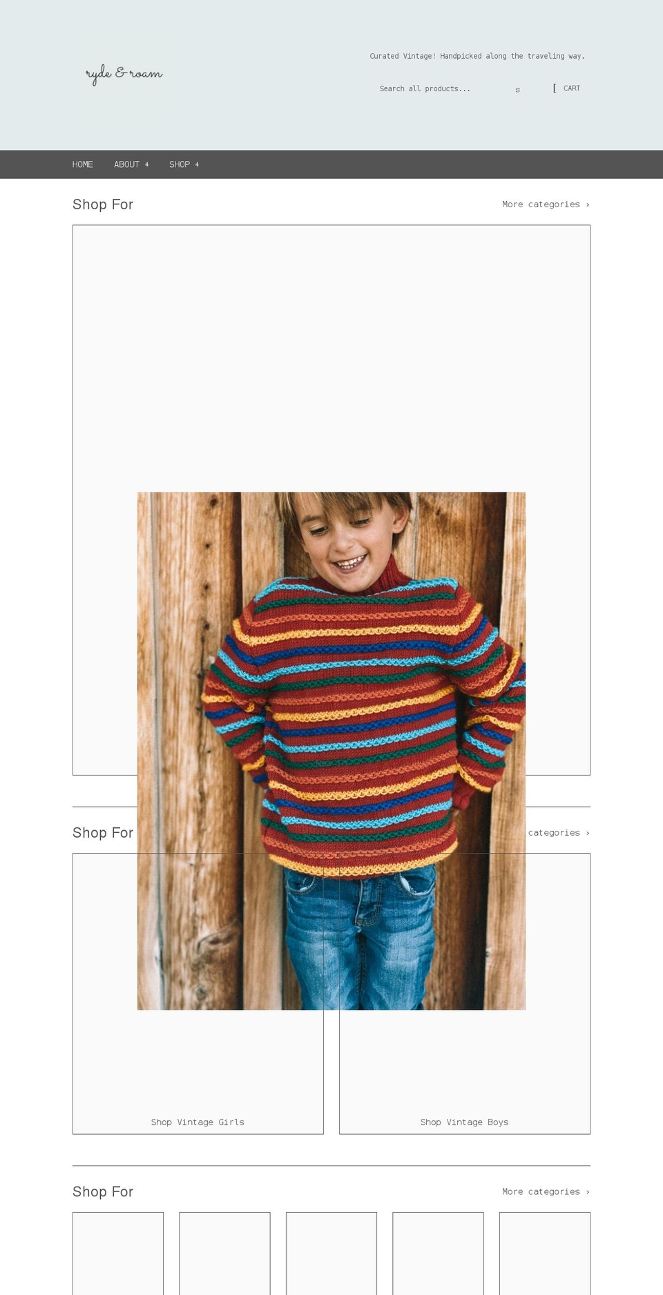rydeandroam.com shopify website screenshot