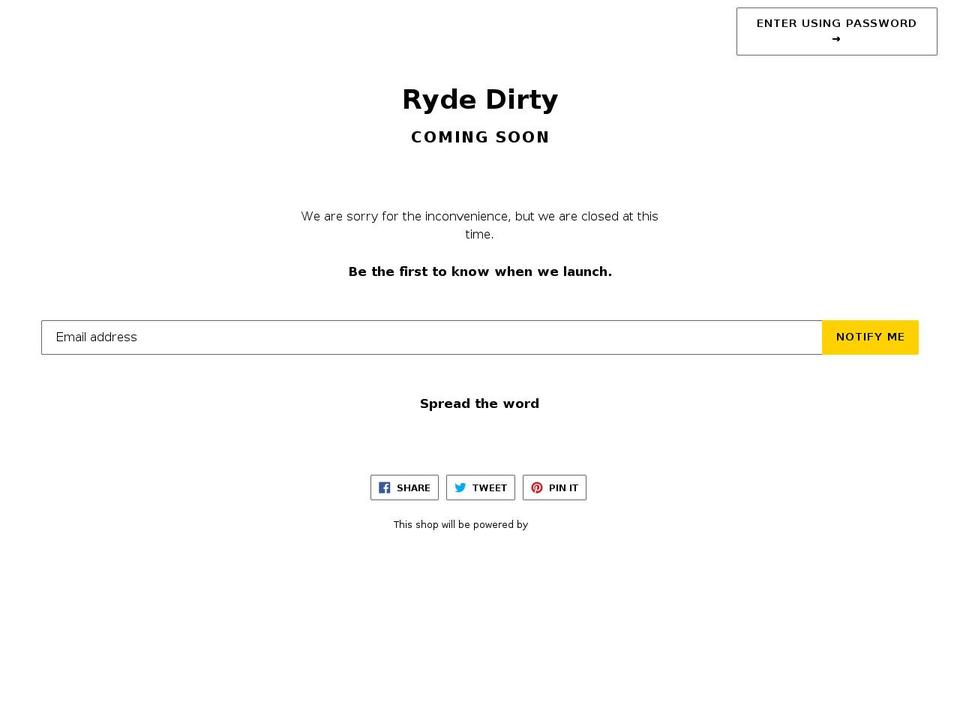 rydedirtyofficial.com — Shopify storefront screenshot