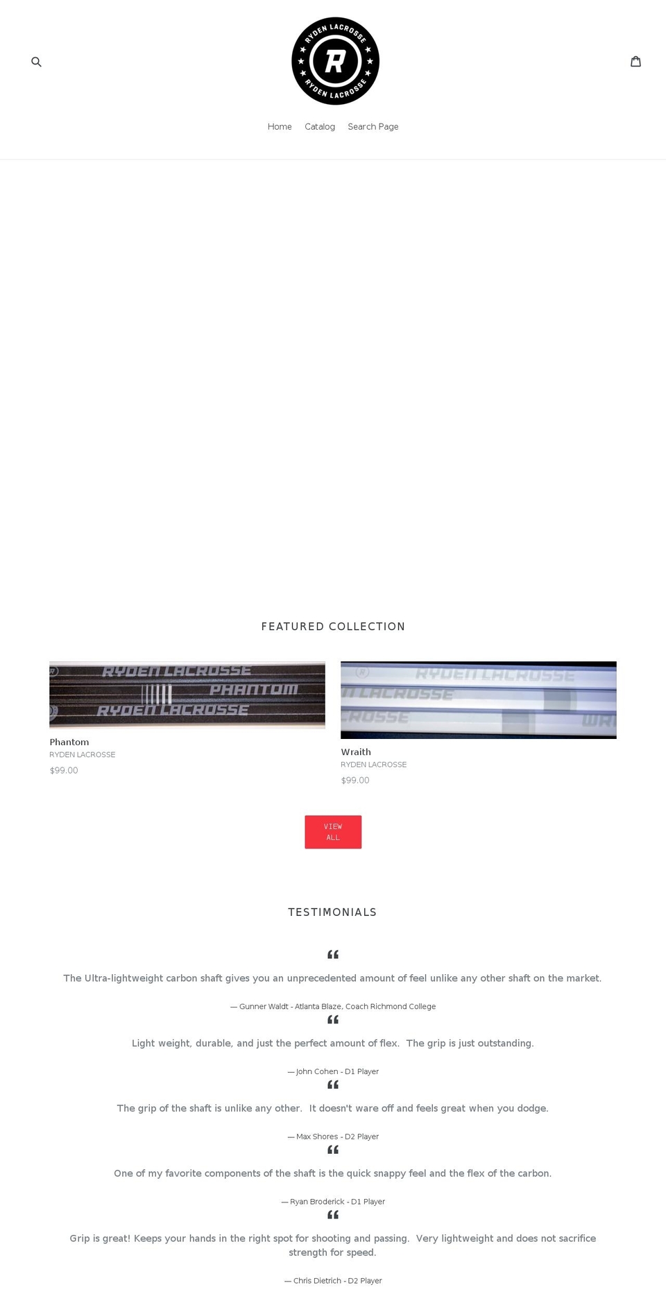 rydenlacrosse.com shopify website screenshot