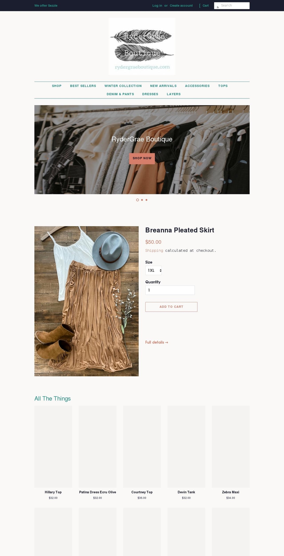rydergraeboutique.com — Shopify storefront screenshot