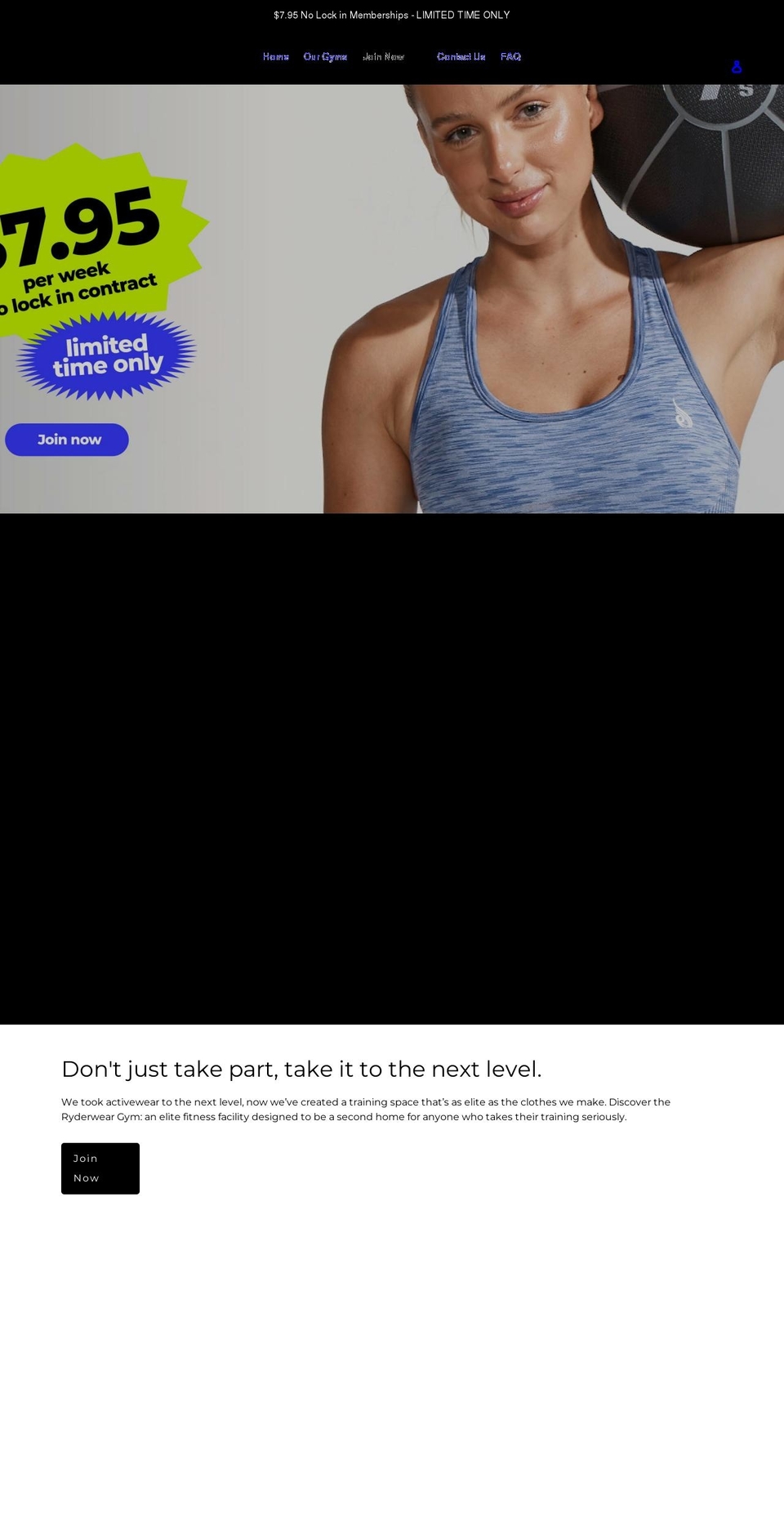 ryderweargym.com shopify website screenshot