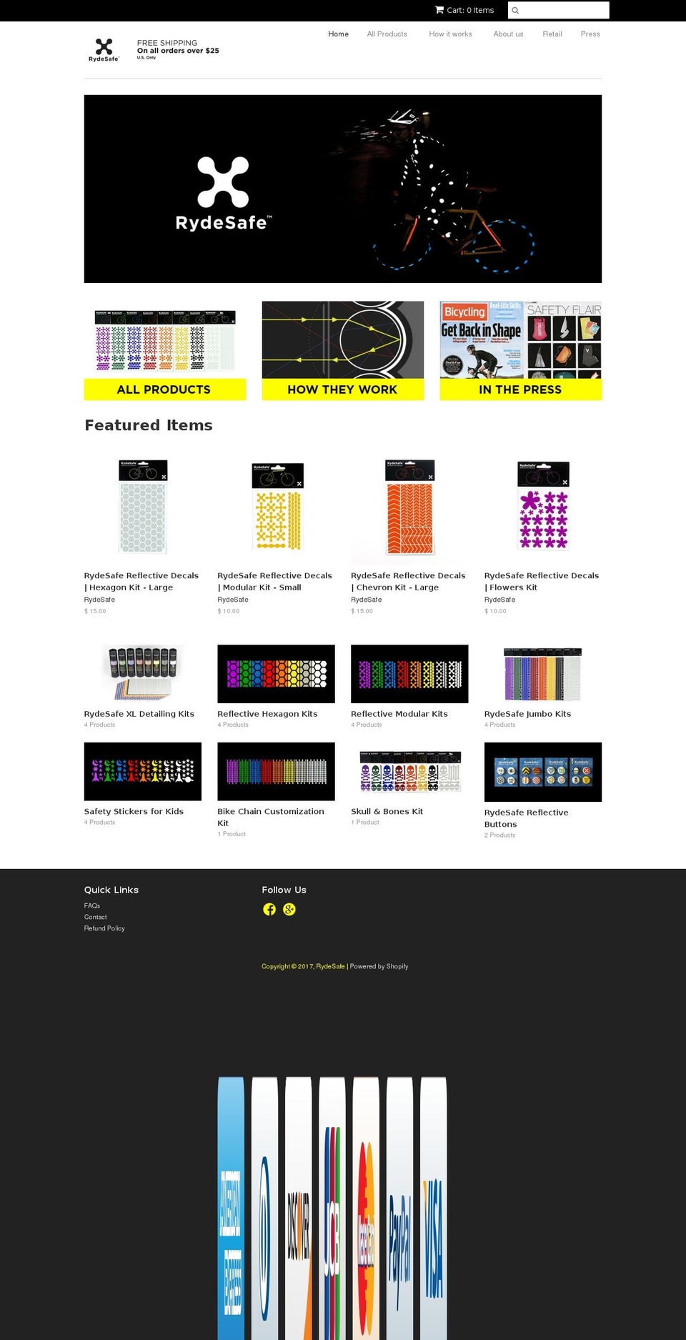 rydesafe.com shopify website screenshot