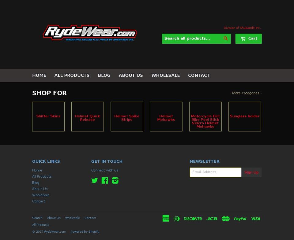 rydewear.com shopify website screenshot