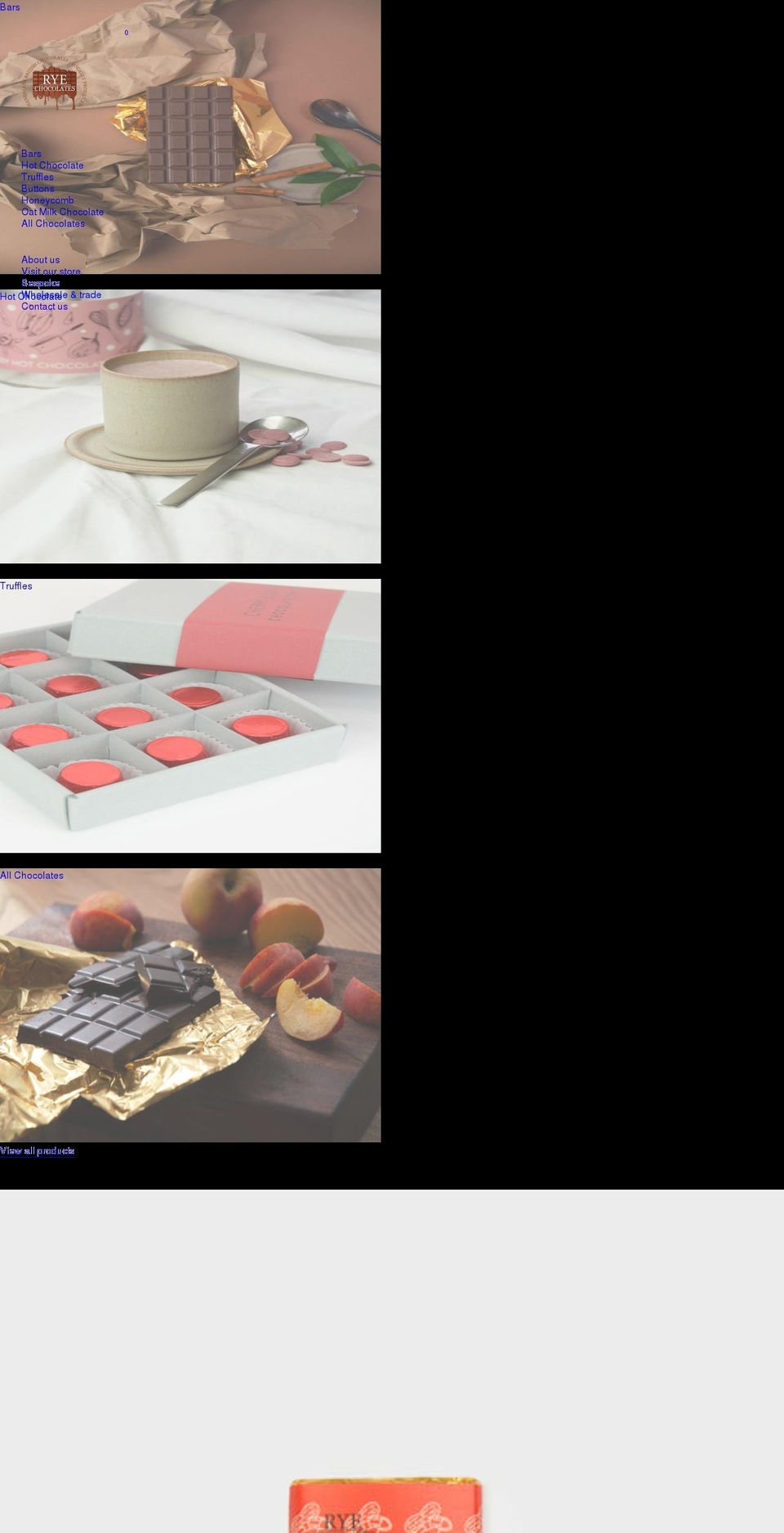 ryechocolates.co.uk shopify website screenshot