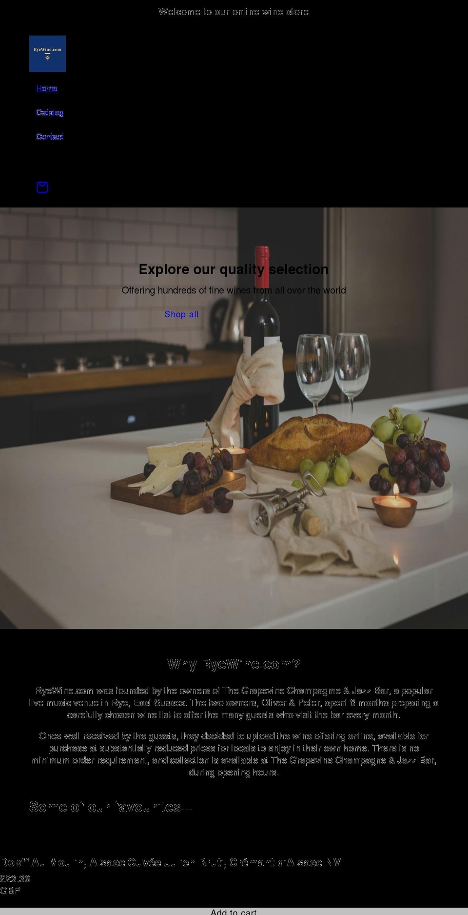 ryewine.com shopify website screenshot