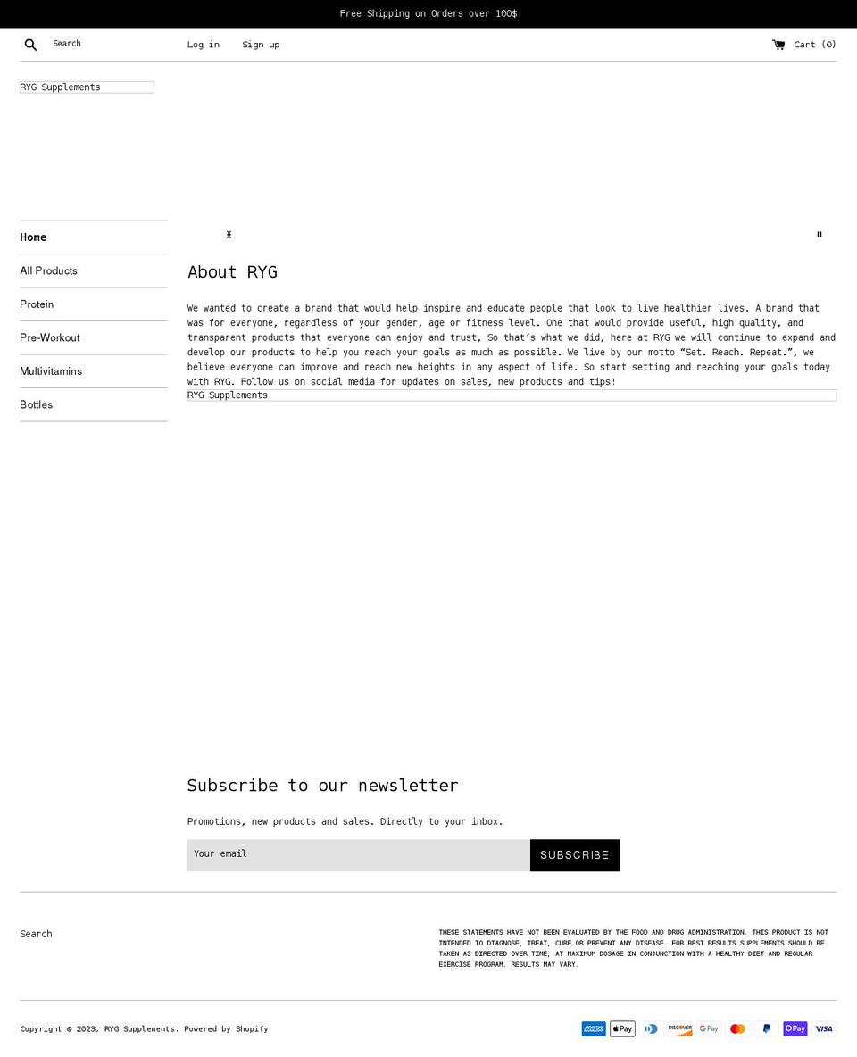 rygsupplements.com shopify website screenshot