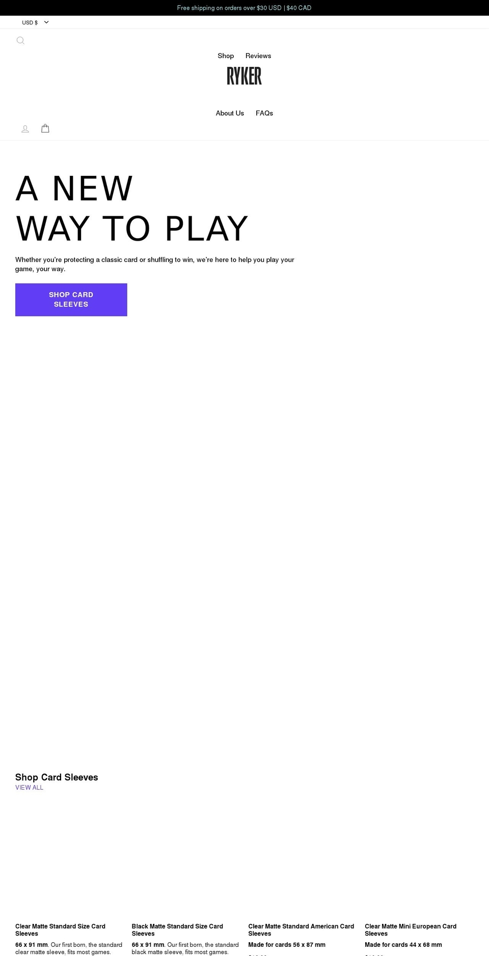 rykergames.com shopify website screenshot