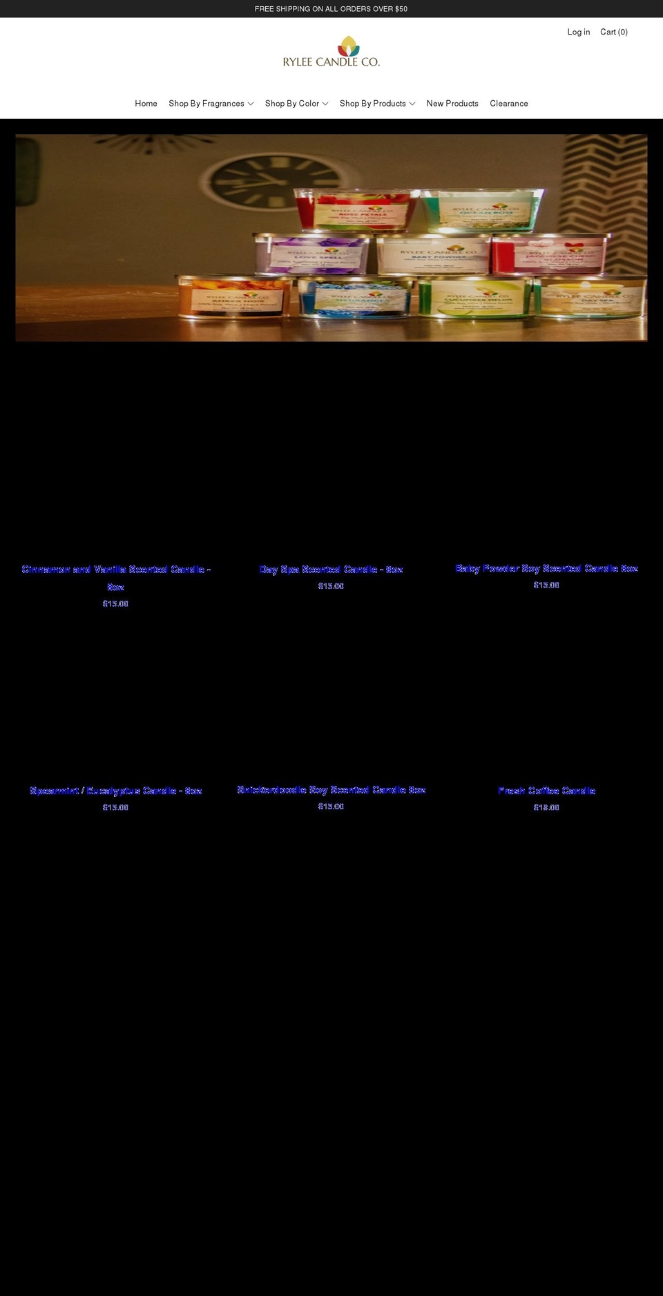 ryleecandleco.com shopify website screenshot
