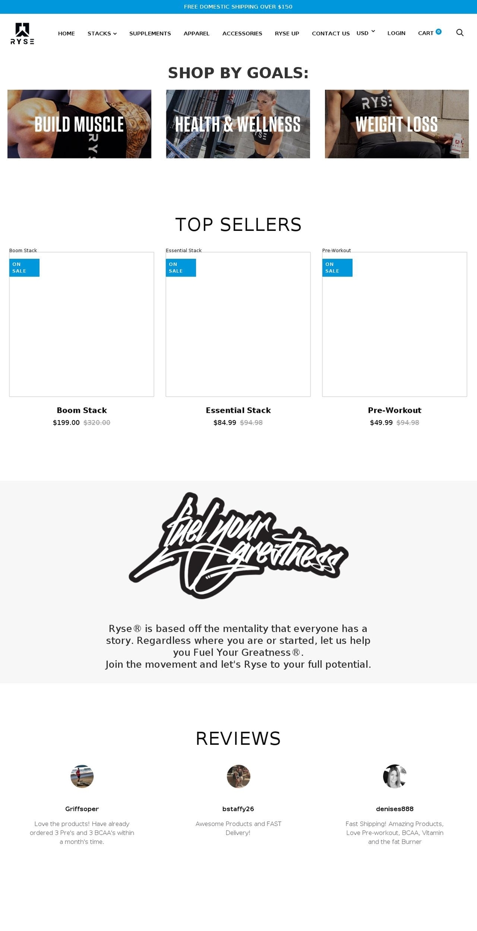 ryseperformance.com — Shopify storefront screenshot