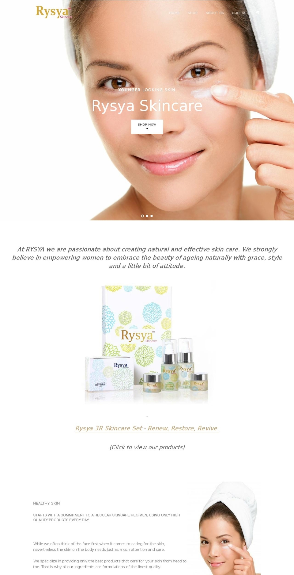 rysya.com shopify website screenshot