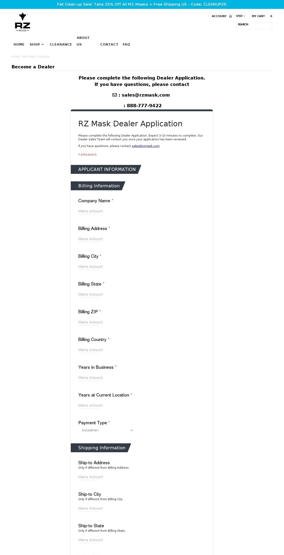 rzdealer.com — Shopify storefront screenshot