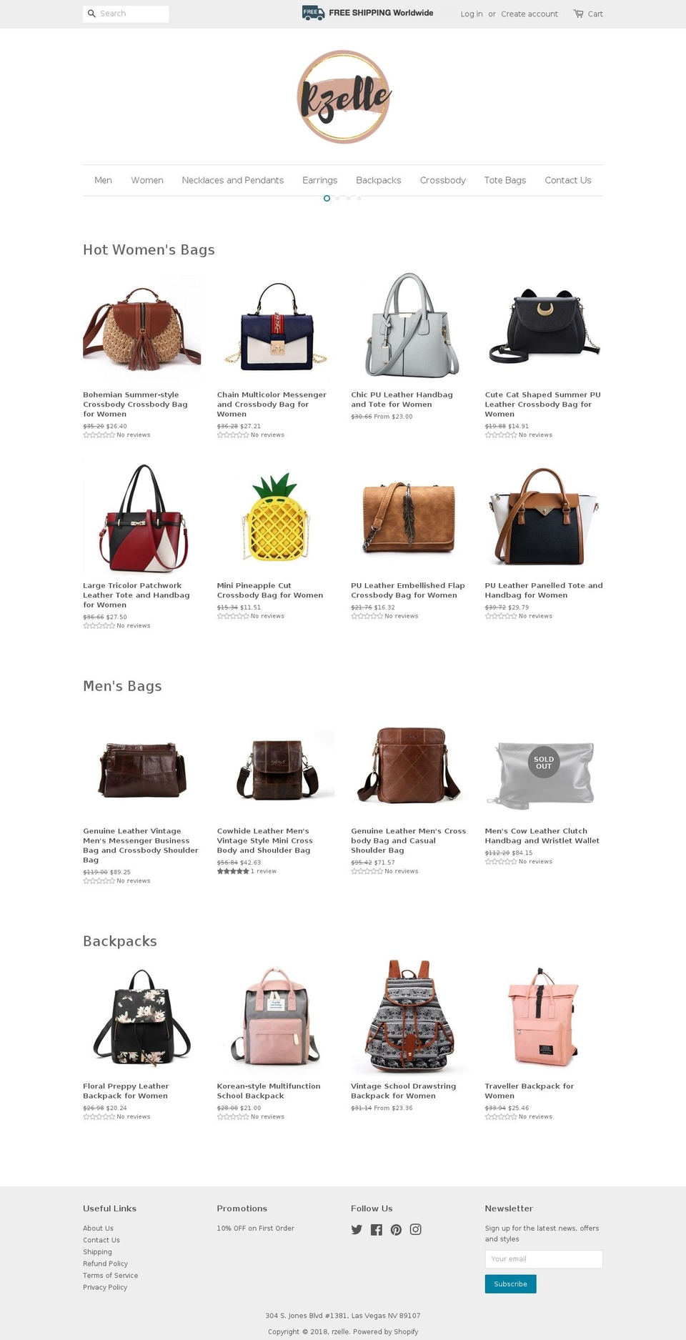 rzelle.com — Shopify storefront screenshot