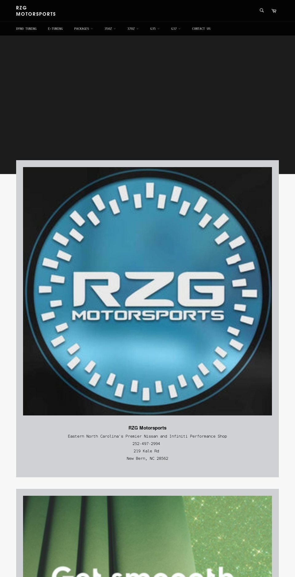 rzgmotorsports.com shopify website screenshot
