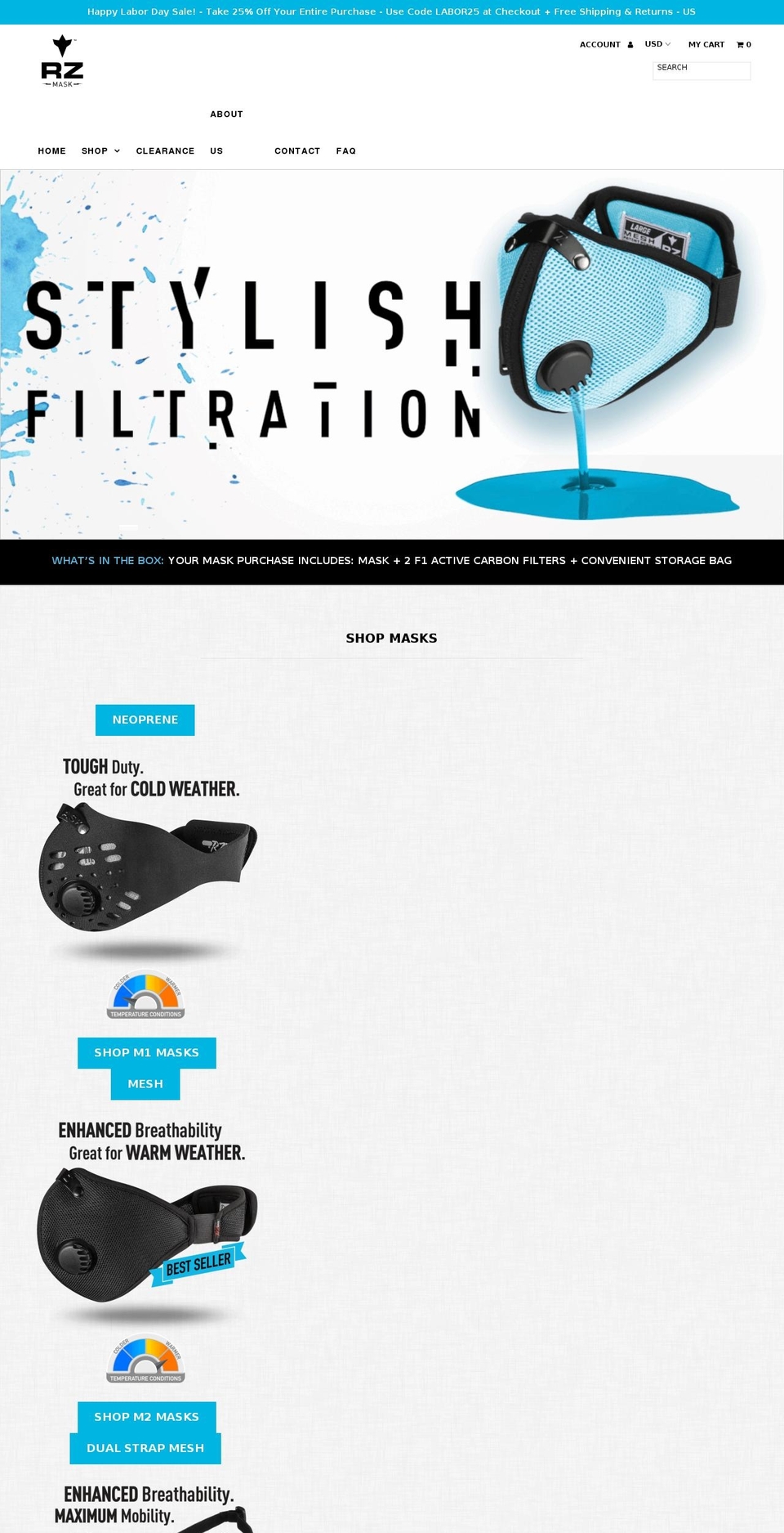 rzmask.net shopify website screenshot