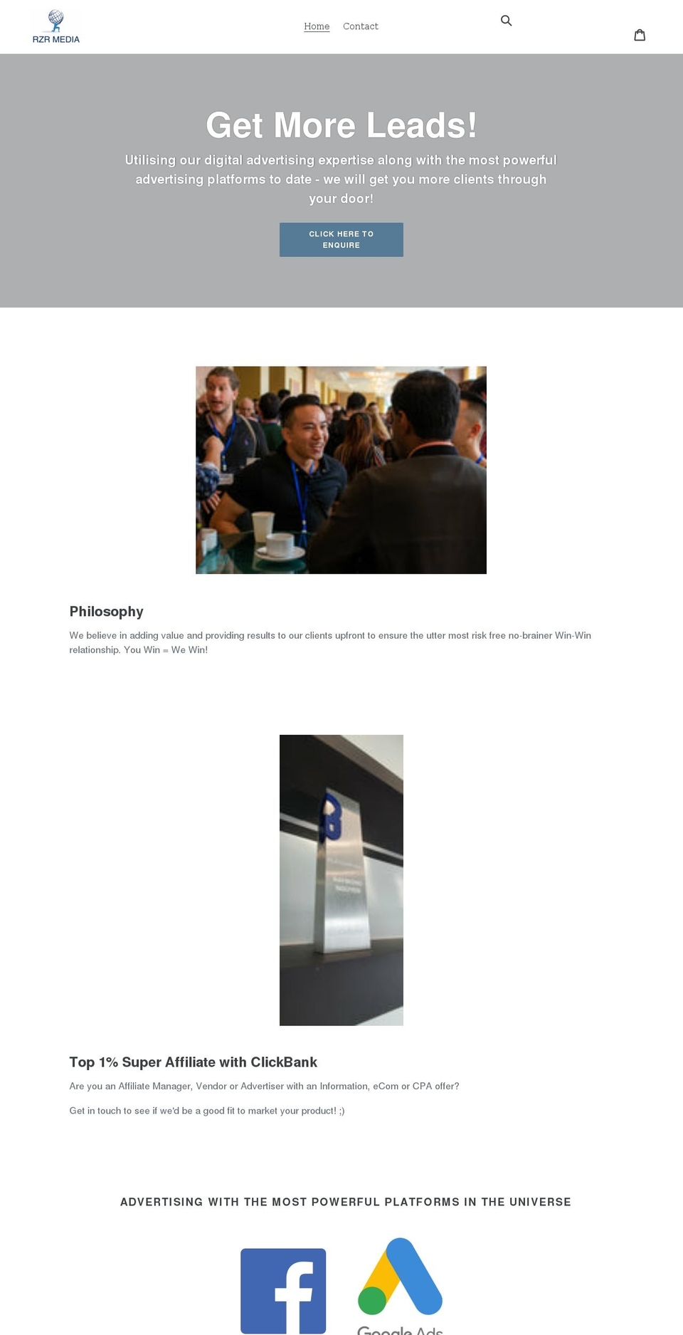 rzrmedia.com shopify website screenshot