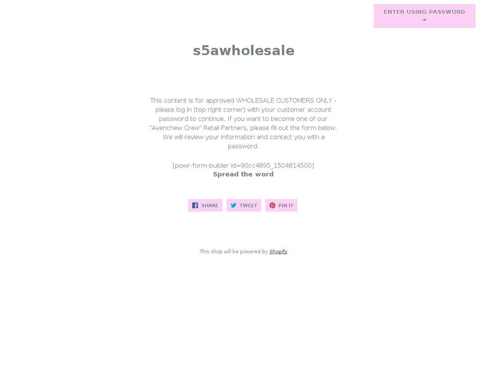 s5awholesale.com — Shopify storefront screenshot