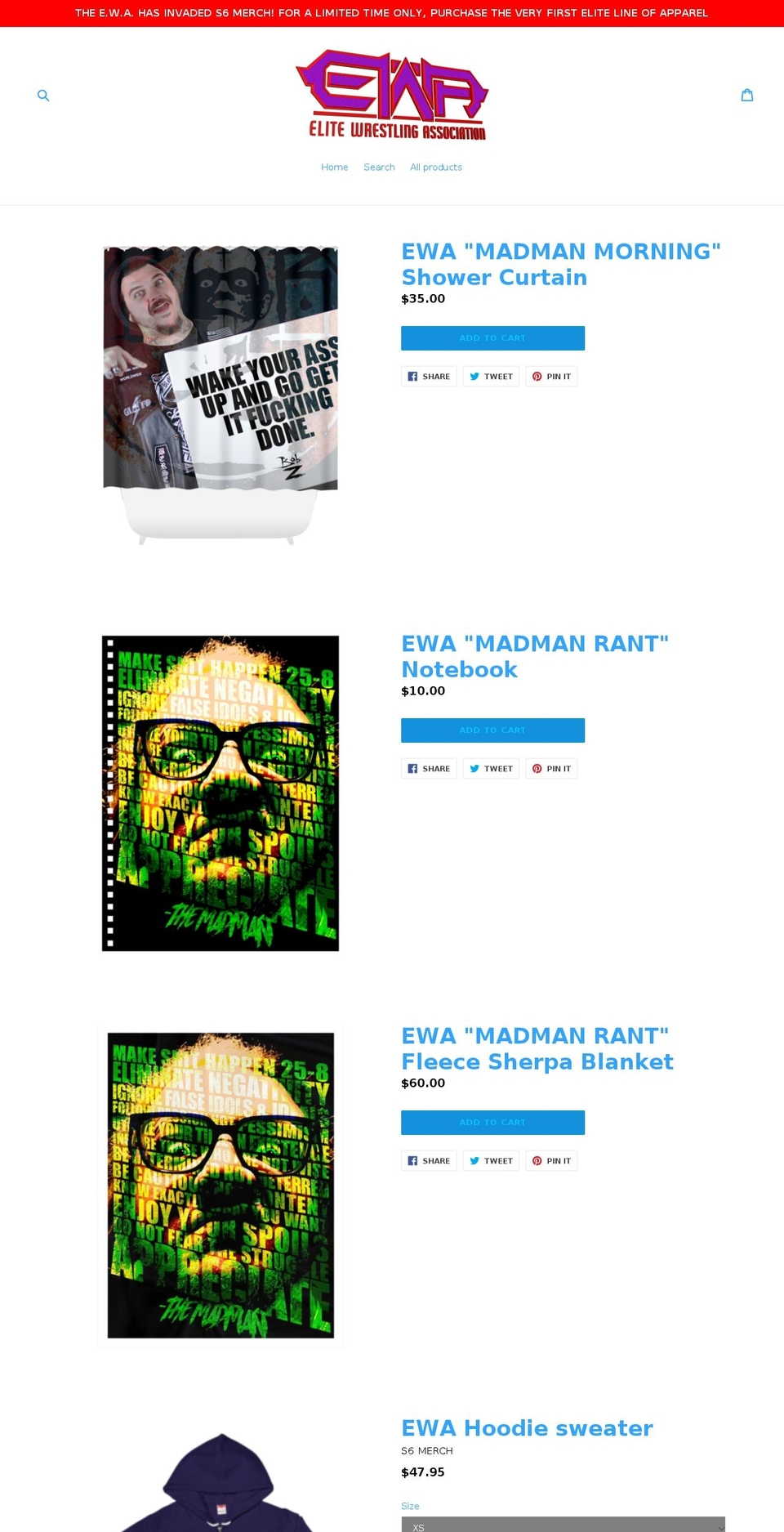 s6merch.com — Shopify storefront screenshot
