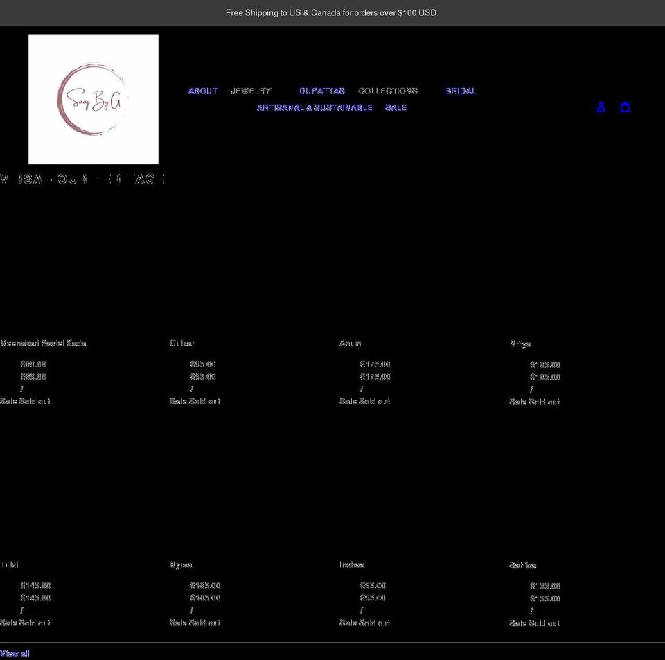saajbyg.com shopify website screenshot