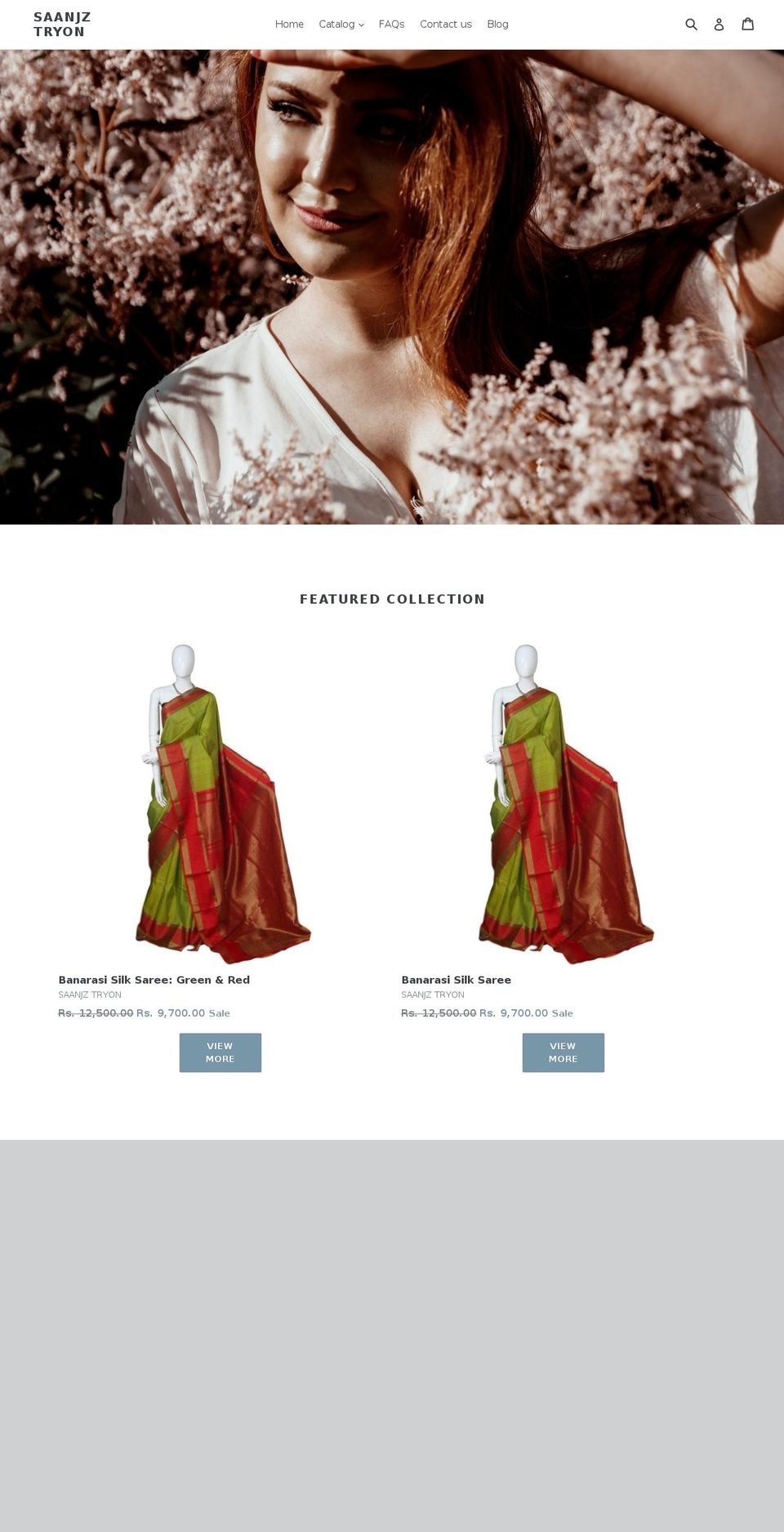 saanjztryon.com — Shopify storefront screenshot