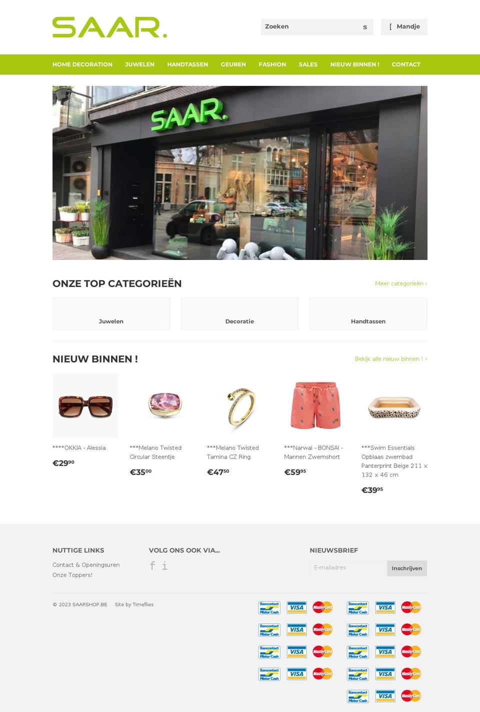 saarshop.be shopify website screenshot