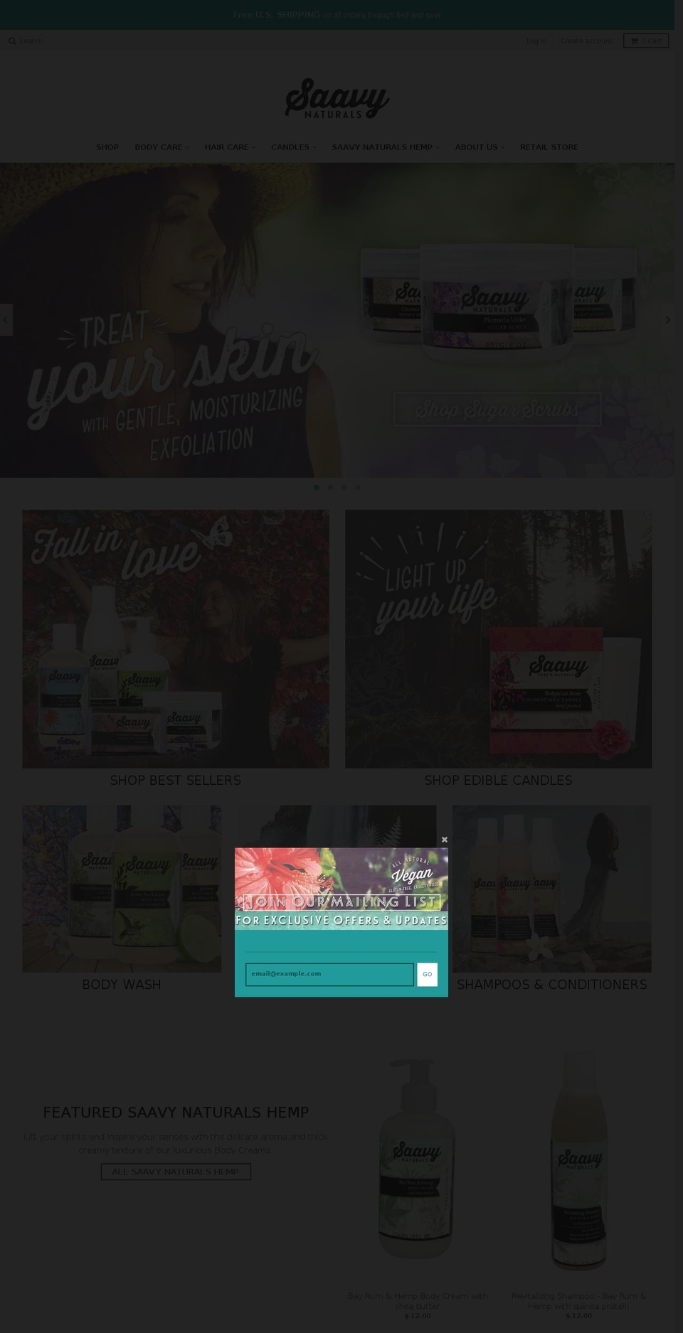 saavynatural.com — Shopify storefront screenshot