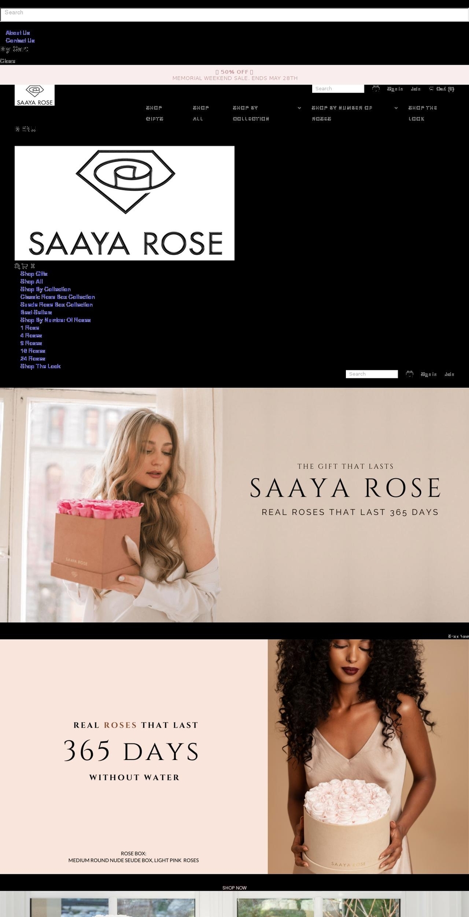 saayarose.com — Shopify storefront screenshot