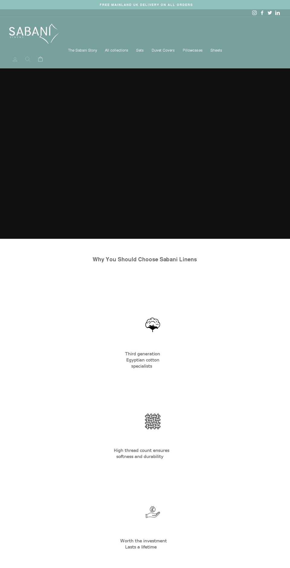 sabanilinens.co.uk shopify website screenshot