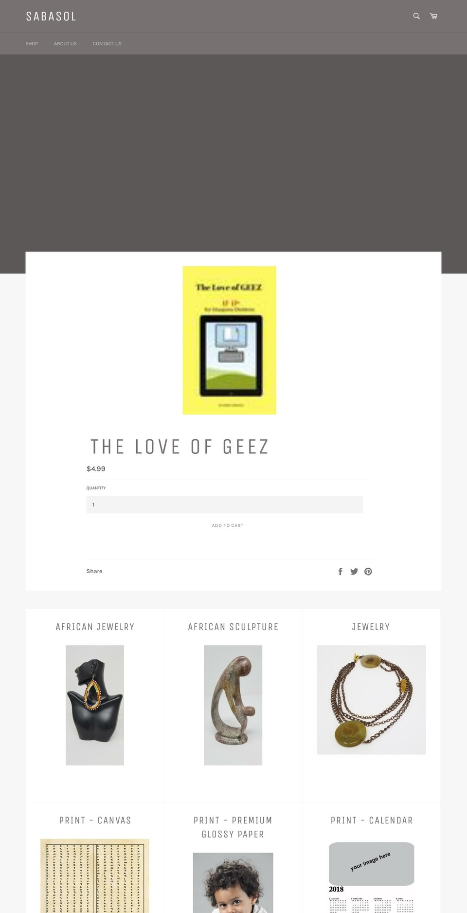 sabasol.com — Shopify storefront screenshot