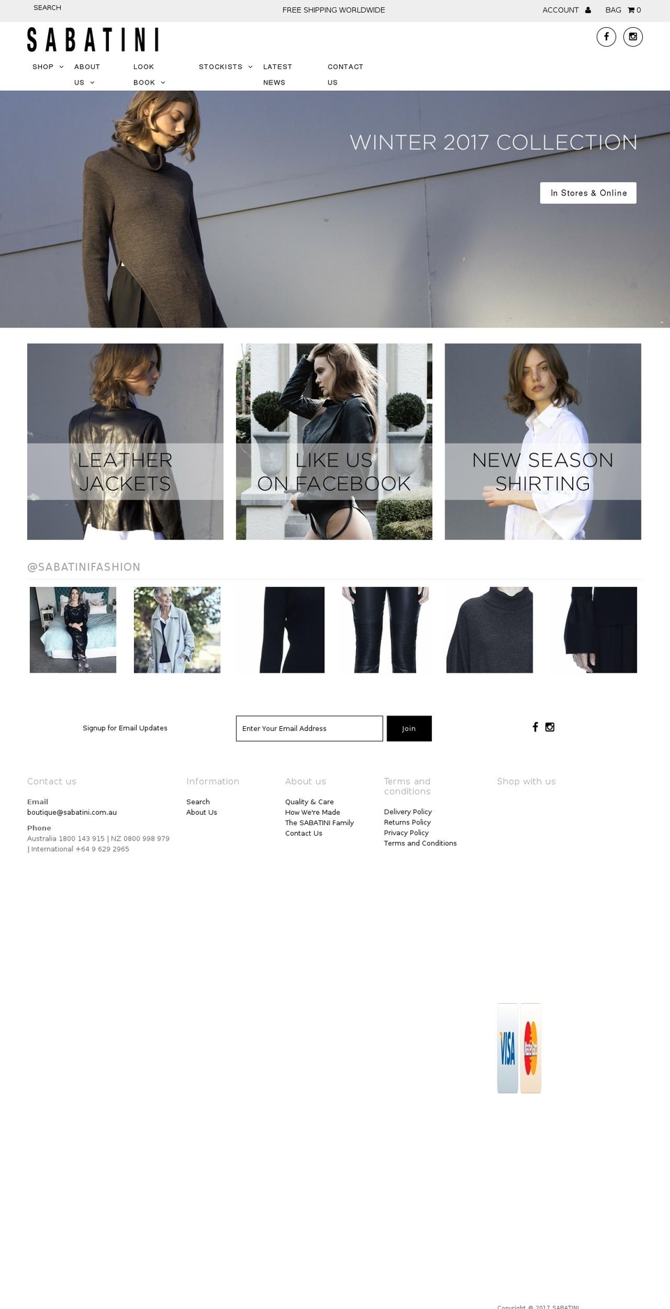 Fashionopolism Shopify theme site example sabatini.co.nz
