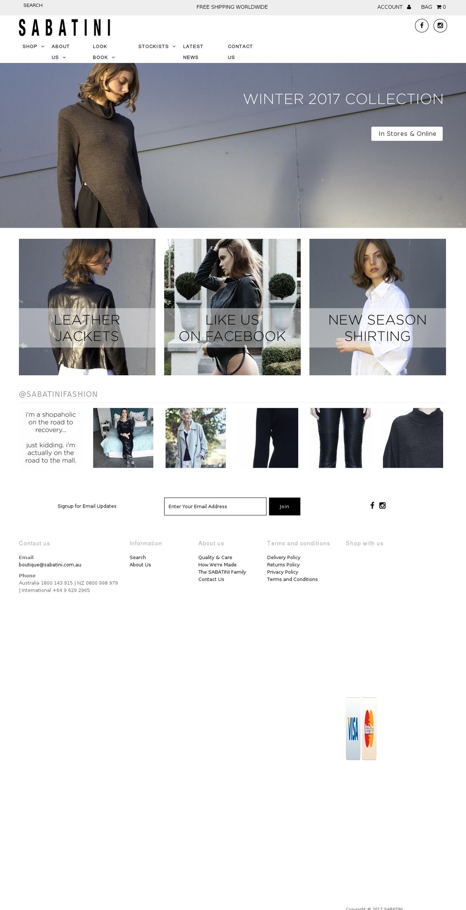 sabatini.com.au shopify website screenshot