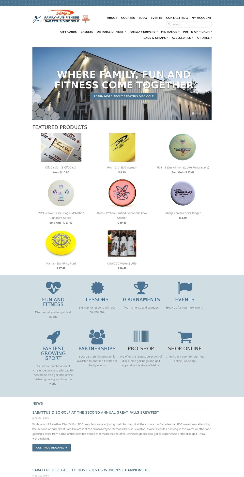 sabattusdiscgolf.com shopify website screenshot