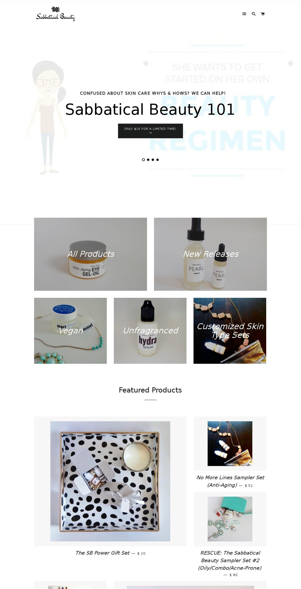sabbaticalbeauty.com shopify website screenshot