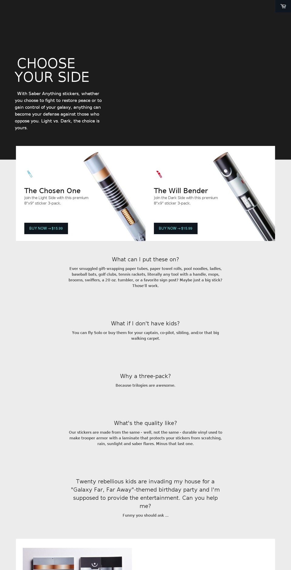 saberanything.com — Shopify storefront screenshot