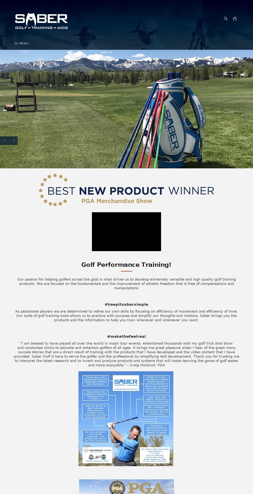 sabergolf.com shopify website screenshot