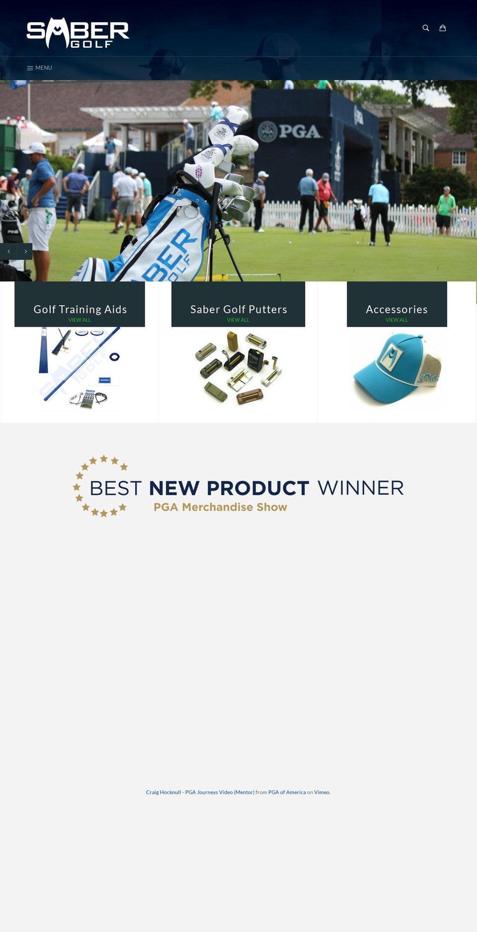 sabergolftrainingaids.com — Shopify storefront screenshot