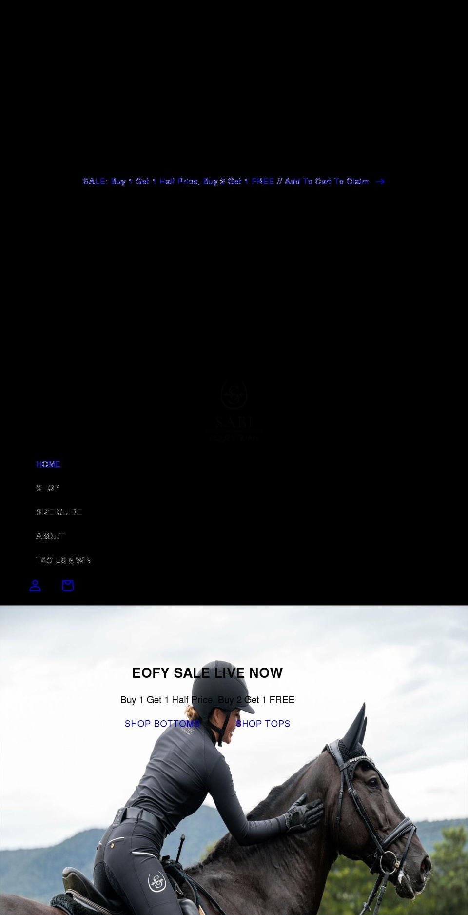 sabiequestrian.com shopify website screenshot