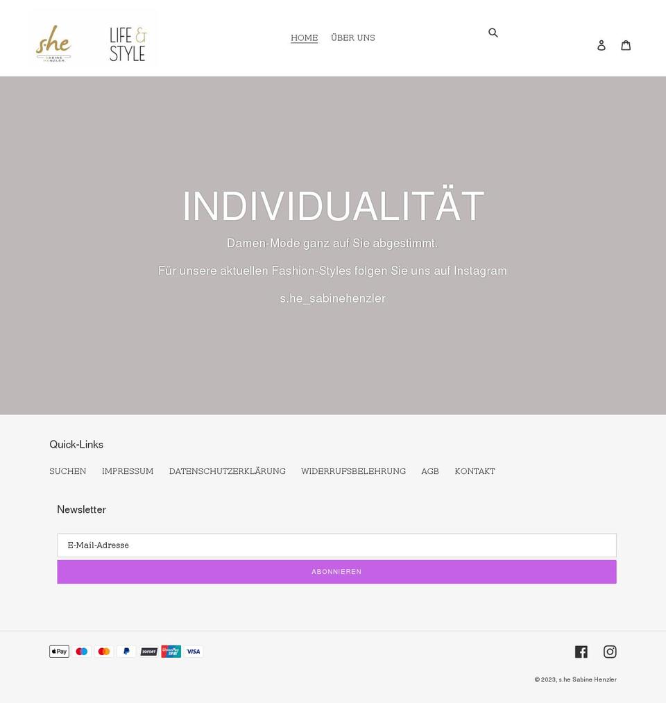 sabinehenzler.de shopify website screenshot