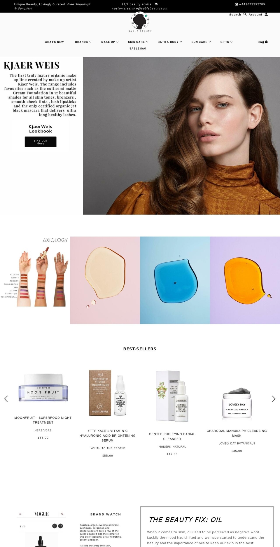 sablebeauty.com shopify website screenshot