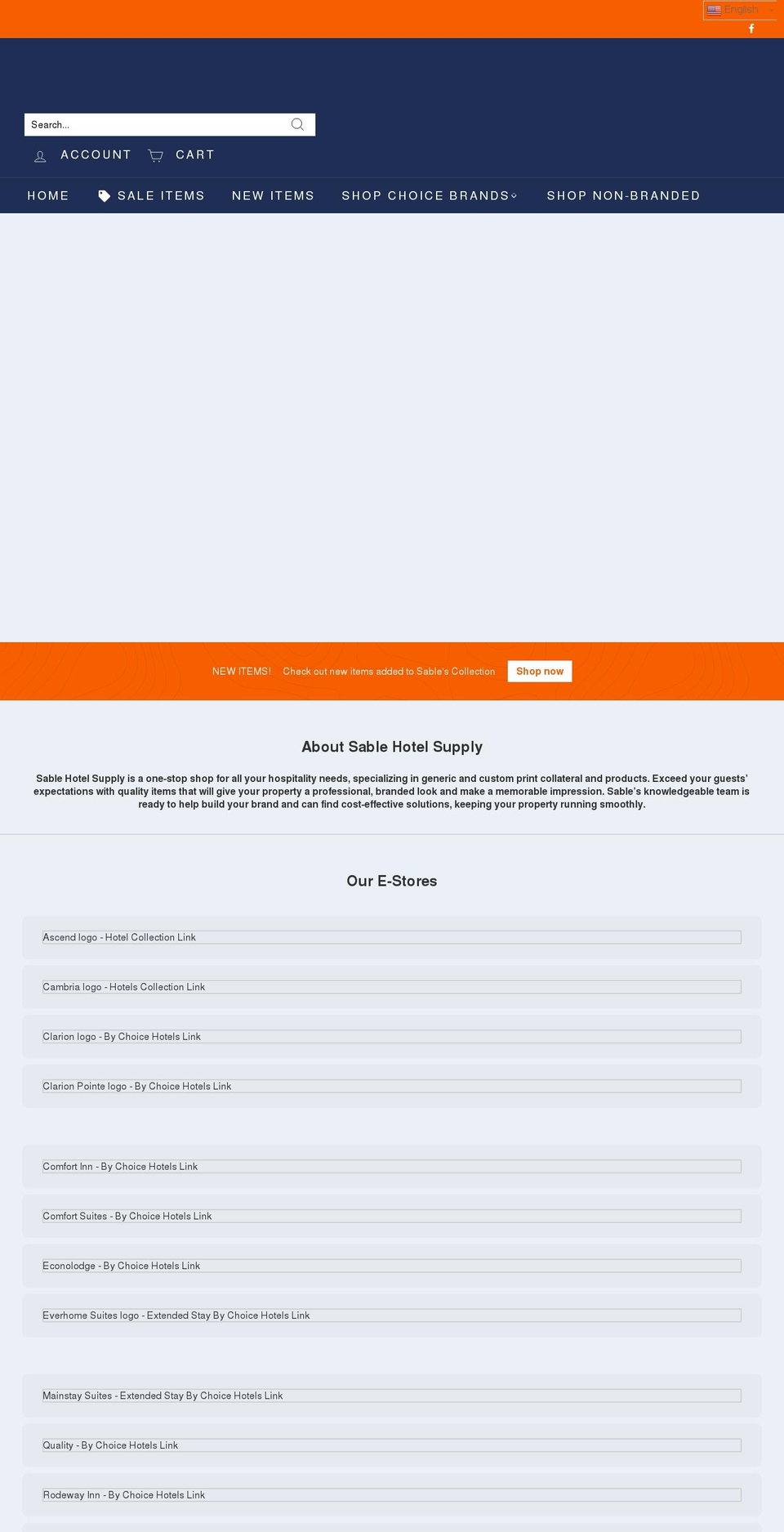 sablehotelsupply.com shopify website screenshot