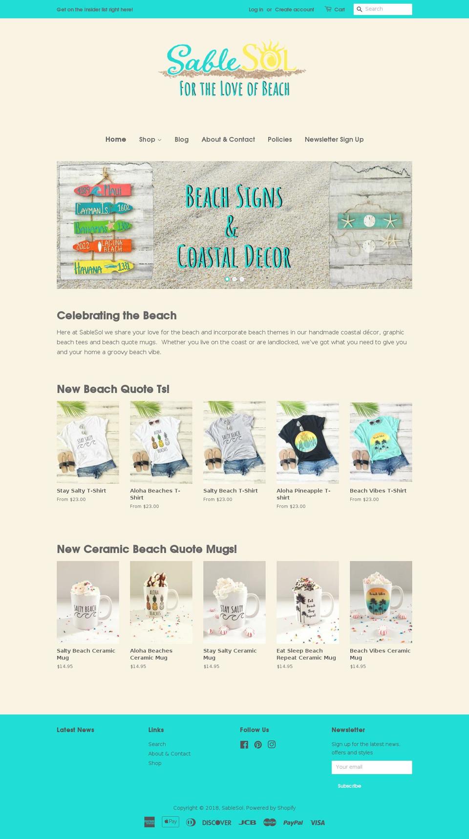 sablesol.com shopify website screenshot