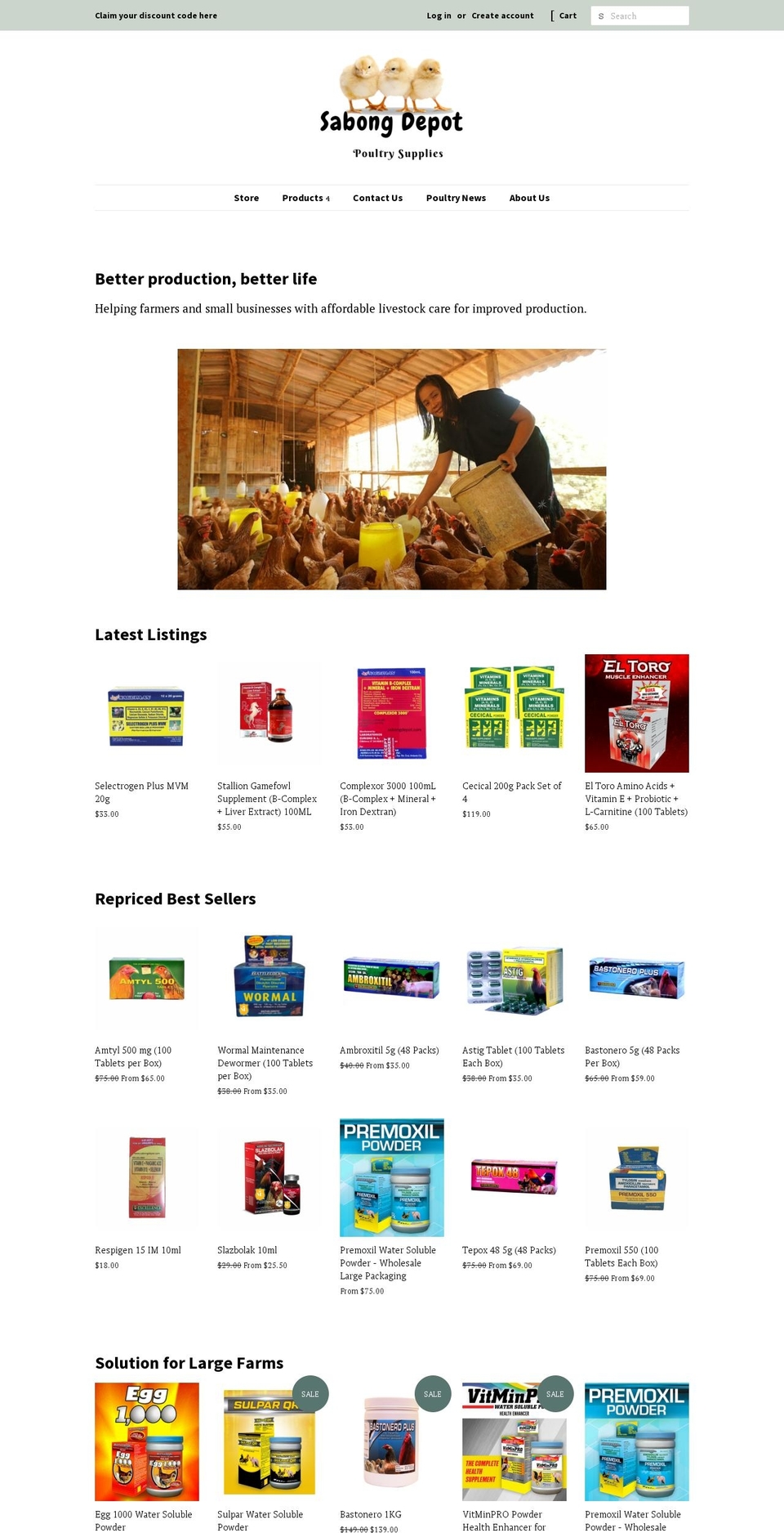 sabongdepot.com — Shopify storefront screenshot