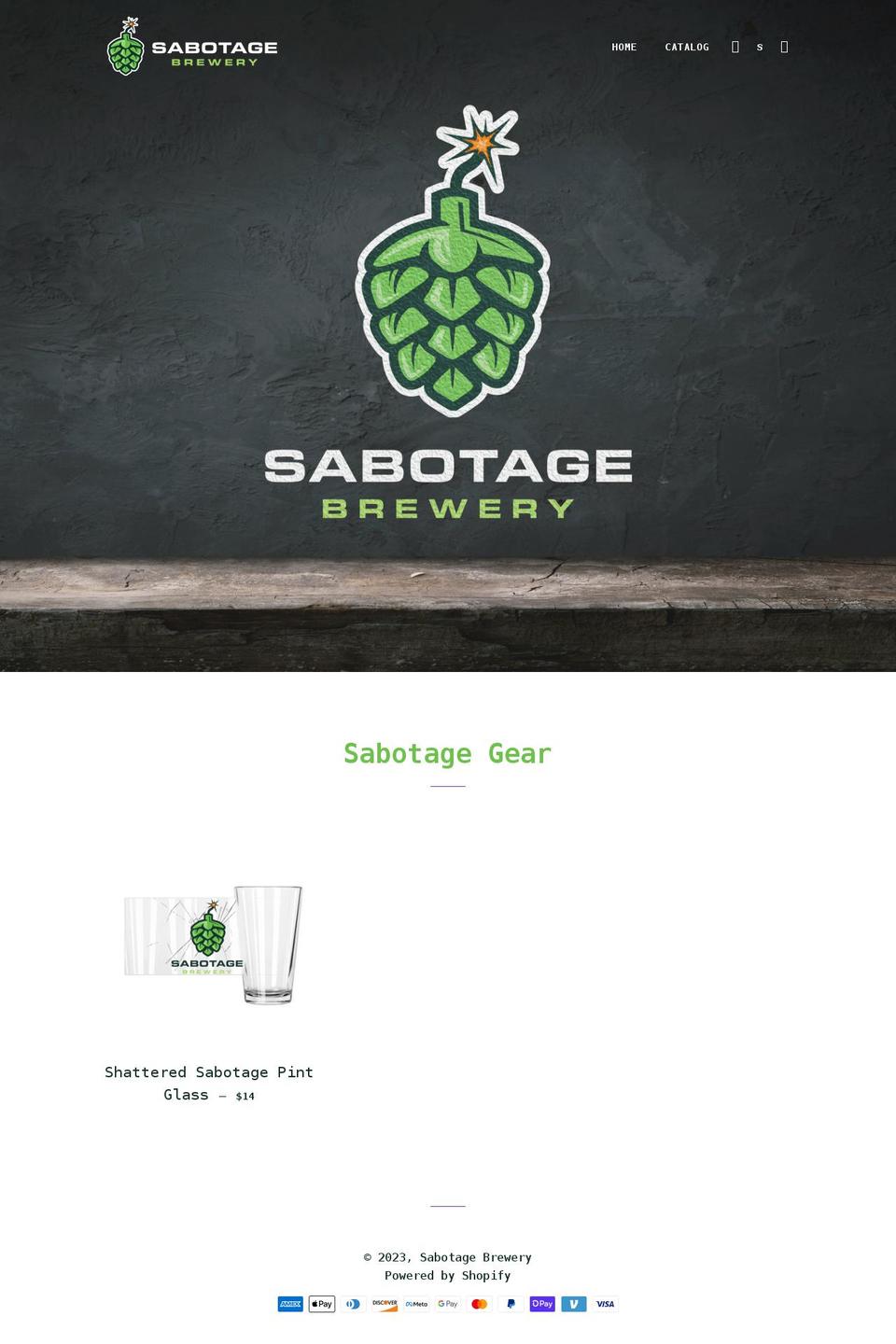 sabotagebrewery.com shopify website screenshot