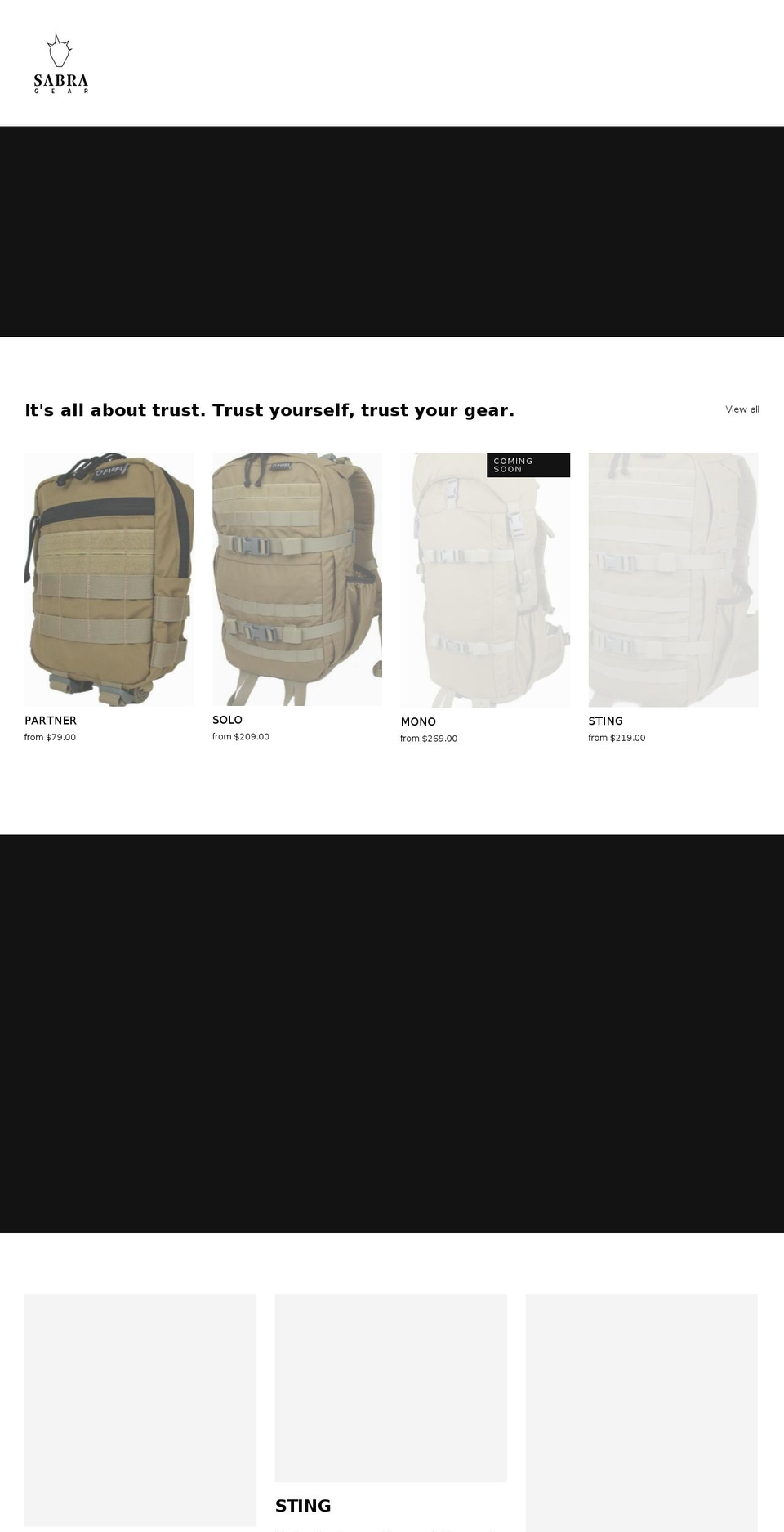sabra-gear.com shopify website screenshot