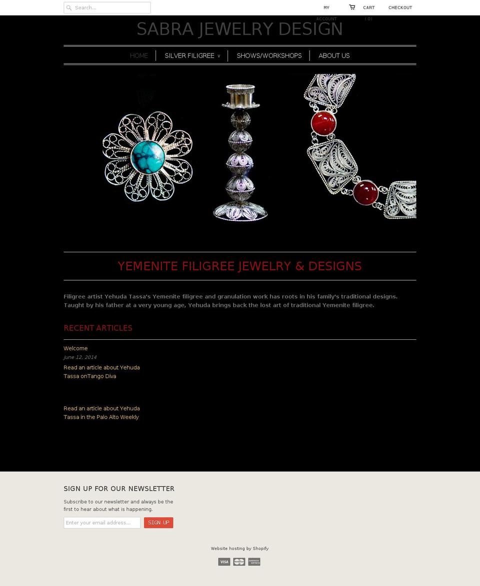 sabrajewelrydesign.com shopify website screenshot
