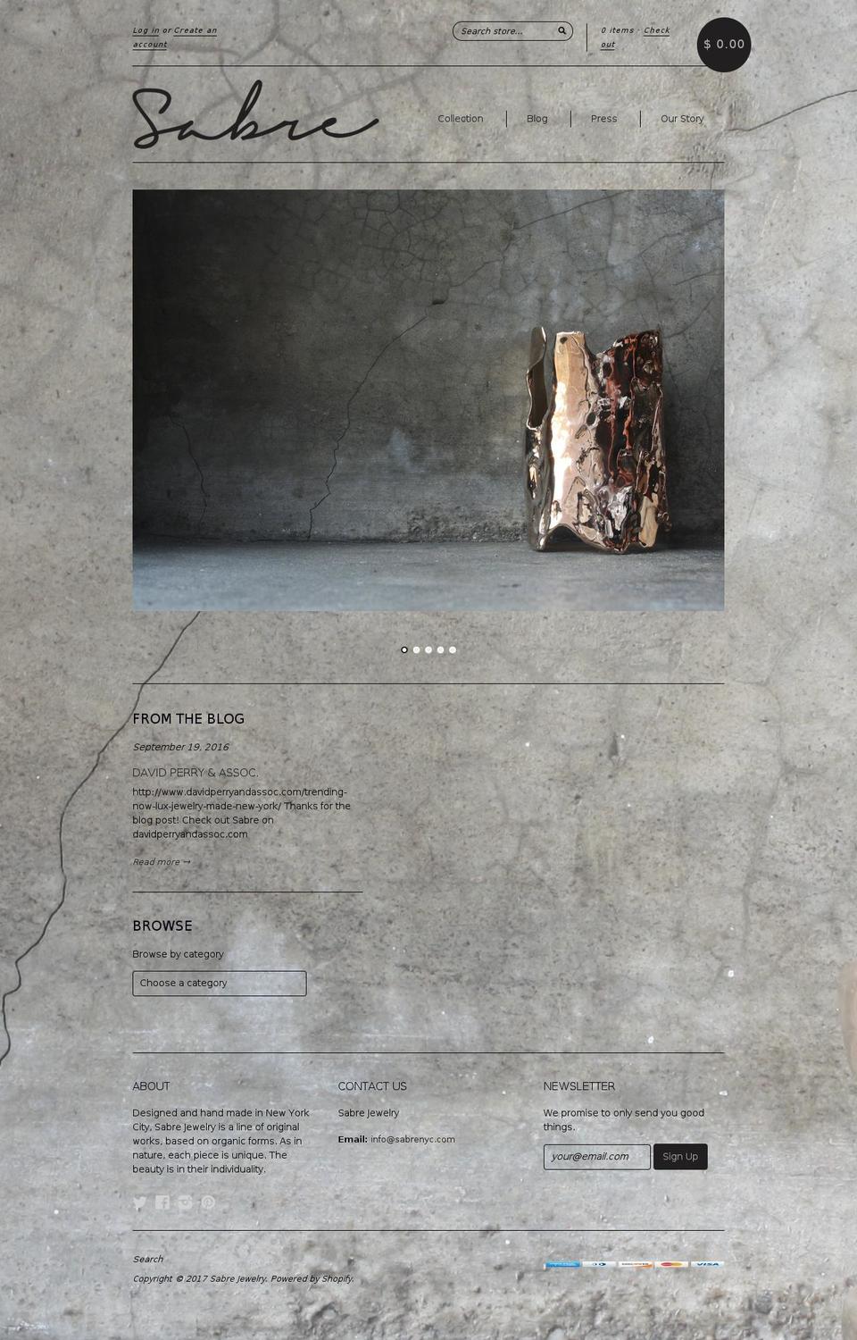 sabrenyc.com shopify website screenshot